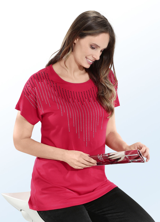 - Charmantes Longshirt mit überschnittener Schulterpartie, in Größe 040 bis 060, in Farbe ROT