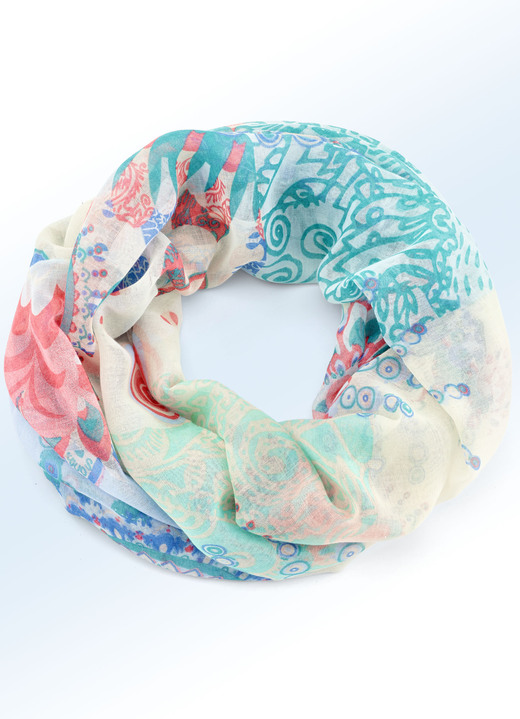 - Loop-Schal mit Ornamenten und Fantasiedessin, in Farbe ECRU-BUNT Ansicht 1