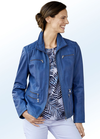 Lederkurzjacke mit Reißverschluss-Taschen