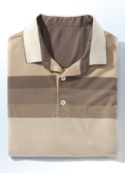 Shirts - Poloshirt in 3 Farben, in Größe 046 bis 062, in Farbe BEIGE-CAMEL Ansicht 1