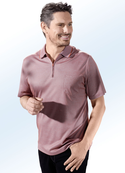 Shirts - Poloshirt in 3 Farben, in Größe 046 bis 062, in Farbe ROST MELIERT