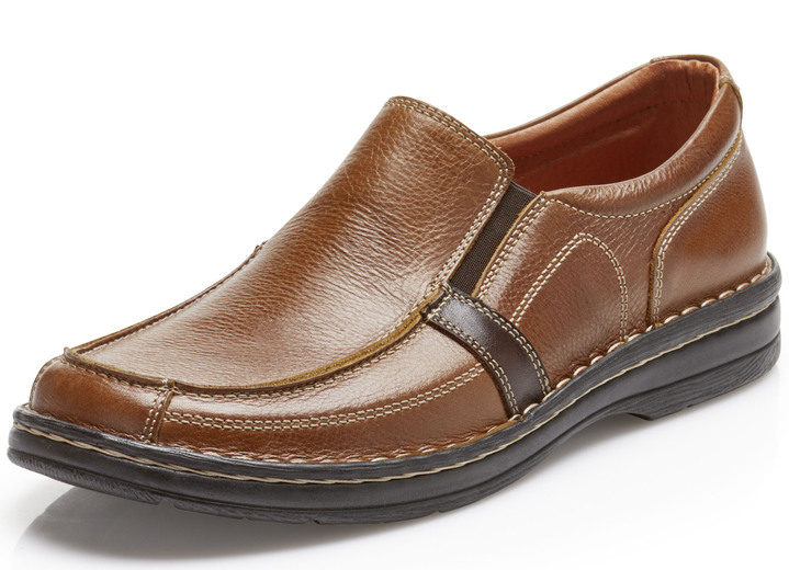 Slipper & Schnürschuhe - GINO GALANTE Slipper mit Kontrast-Einsätzen, in Größe 039 bis 046, in Farbe COGNAC Ansicht 1