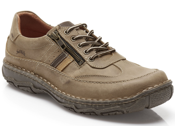 Slipper & Schnürschuhe - Schnürschuh mit Kontrast-Besätzen, in Größe 040 bis 047, in Farbe NATURBRAUN Ansicht 1