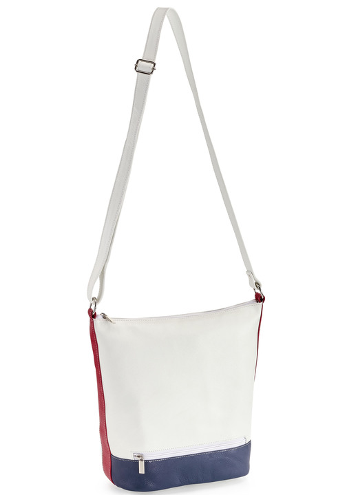 - Tasche aus Vollrind-Nappaleder, in Farbe WEISS-BLAU-ROT Ansicht 1