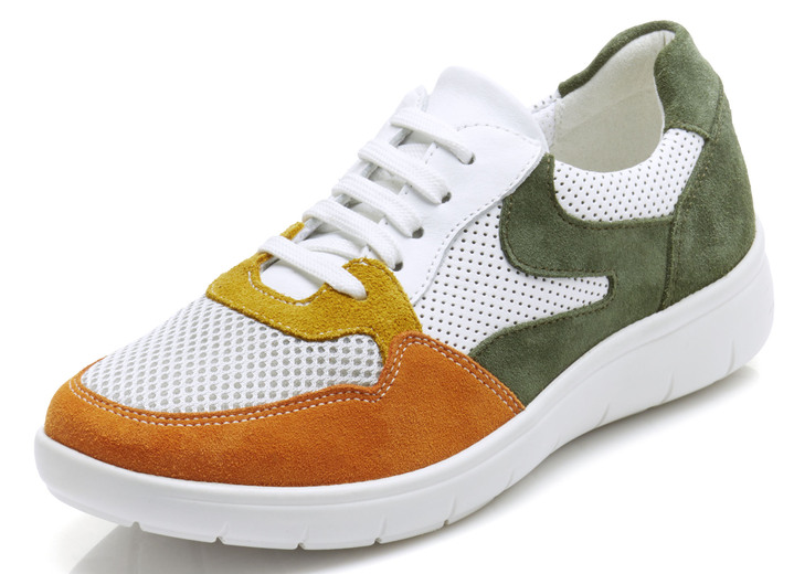Slipper & Schnürschuhe - Toosoft Sneaker im Materialmix, in Größe 036 bis 040, in Farbe ORANGE-KOMBI Ansicht 1