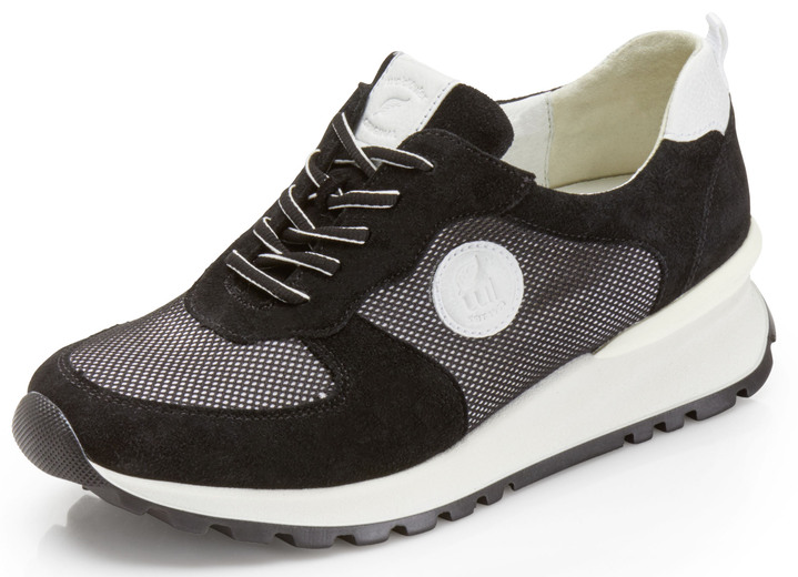 - Waldläufer Sneaker mit bedrucktem Textilmaterial , in Größe 3 1/2 bis 8, in Farbe SCHWARZ-WEISS Ansicht 1