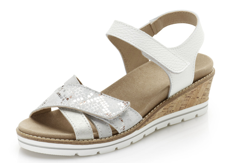 - Sandalette mit Klettspangen, in Größe 036 bis 042, in Farbe WEISS-HELLGRAU Ansicht 1
