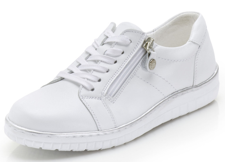 - Sneaker in glänzendem Dessin, in Größe 036 bis 042, in Farbe WEISS Ansicht 1