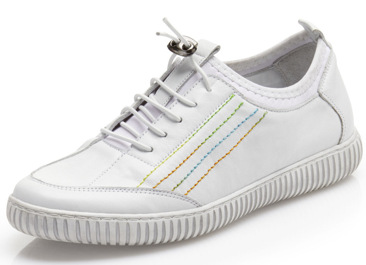 Slipper & Schnürschuhe - Gemini Sneaker mit elastischem Textilmaterial, in Größe 036 bis 042, in Farbe WEISS Ansicht 1
