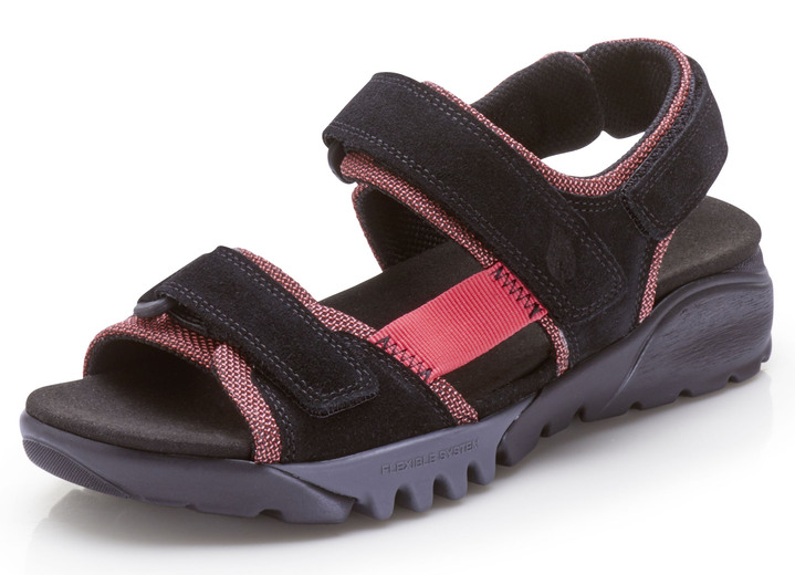 - Waldläufer Sandale mit superflexibler Laufsohle, in Größe 3 1/2 bis 8, in Farbe SCHWARZ-ROT Ansicht 1
