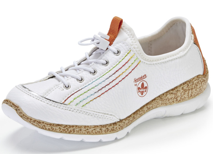Slipper & Schnürschuhe - Rieker Sneaker mit elastischem Schnellschnürsystem mit Stopper, in Größe 036 bis 040, in Farbe WEISS-BUNT Ansicht 1