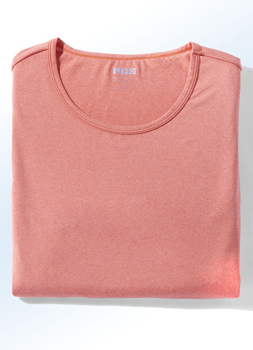 Homewear & Freizeitmode - Meliertes Funktionsshirt von „LPO“ in 3 Farben, in Größe 036 bis 050, in Farbe APRICOT Ansicht 1