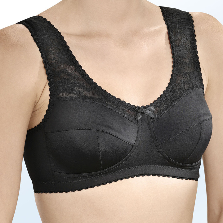 BH ohne Formbügel - BH mit Elastikspitze, in Größe 080 bis 110, in Cup C, in Farbe SCHWARZ Ansicht 1