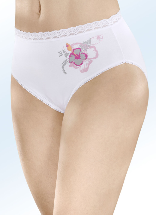 - Slip mit buntem Blumenmotiv, in Größe 038 bis 050, in Farbe WEISS Ansicht 1