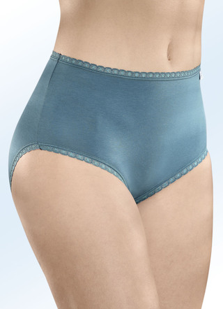 Fünferpack Slips mit elastischen Spitzebandabschlüssen