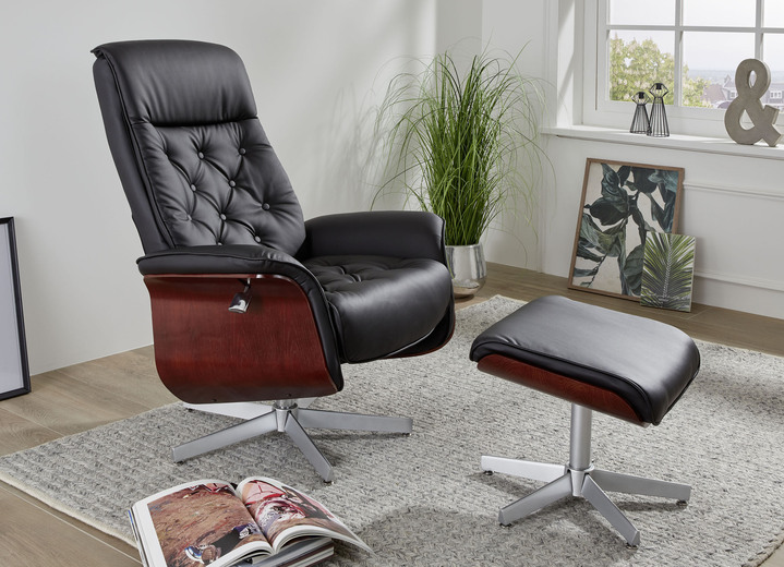 - Relaxsessel mit Hocker, in Farbe SCHWARZ Ansicht 1