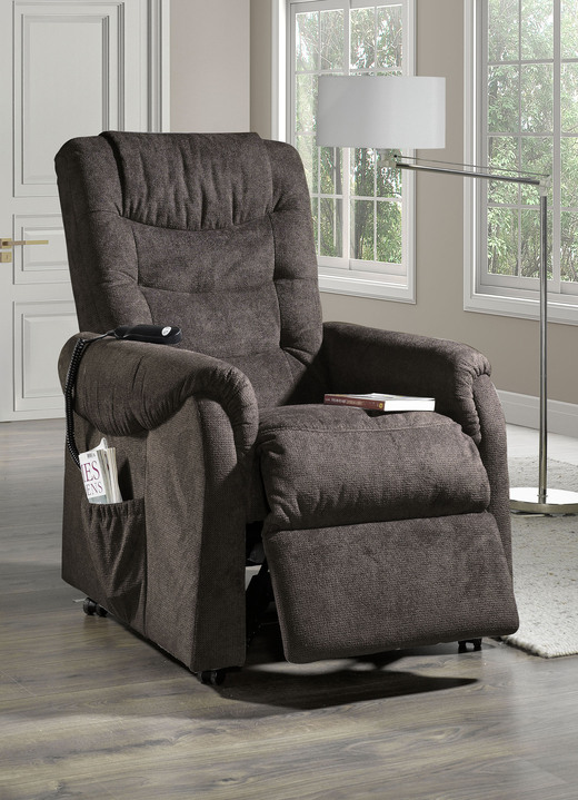 TV-Sessel / Relax-Sessel - TV-Sessel mit Rollen und Federkern, in Farbe DUNKELBRAUN, in Ausführung mit Motor und Aufstehhilfe Ansicht 1