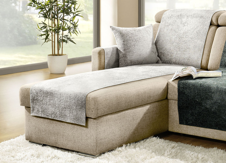Sessel- & Sofaüberwürfe - Wohnaccessoires mit Anti-Rutsch-Beschichtung, in Größe 100 (Sesselauflage, 50x 90 cm) bis 910 (Kissenbezug, 50x 50 cm), in Farbe SILBER Ansicht 1
