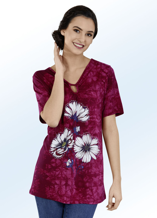 - Shirt mit Kräuselung in 2 Farben, in Größe 036 bis 054, in Farbe BORDEAUX BATIK