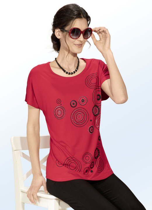 - Longshirt mit Kontrastdruck in 2 Farben, in Größe 038 bis 054, in Farbe ROT