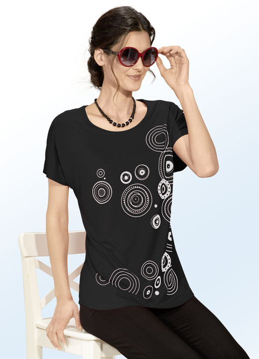 - Longshirt mit Kontrastdruck in 2 Farben, in Größe 038 bis 054, in Farbe SCHWARZ