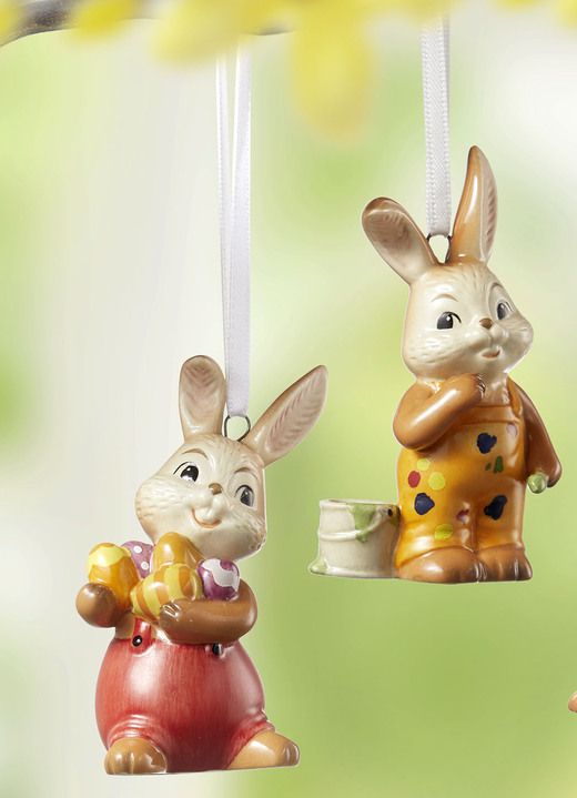 Oster-Goebel-Figuren - Hasen-Hänger aus hochwertigem Feinsteingut im 2er-Set, in Farbe BUNT, in Ausführung Hasenmaler Ansicht 1