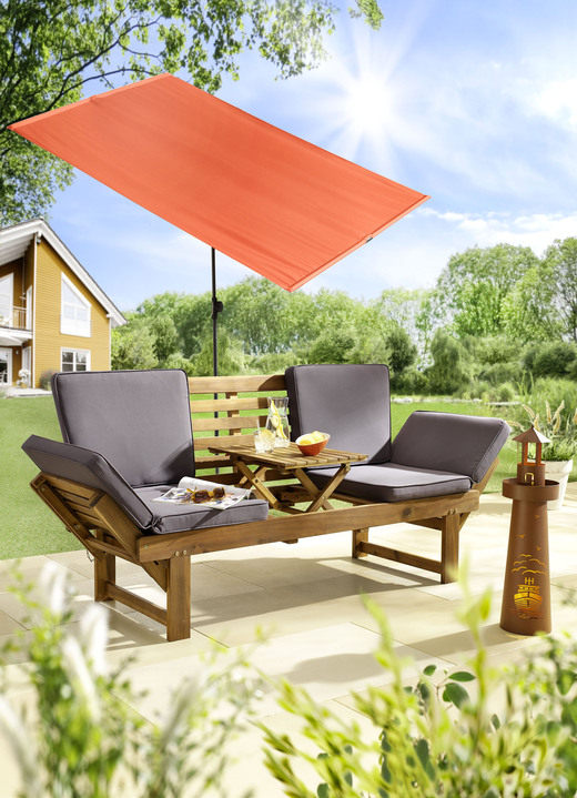 Garten - Funktionsbank aus Akazienholz inkl. Kissen, in Farbe BRAUN Ansicht 1