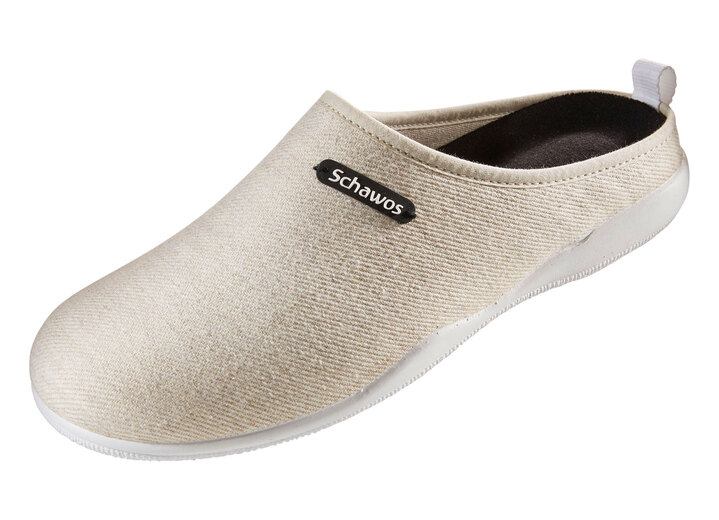 Hausschuhe - Pantoffeln mit rutschhemmender Synthetik-Laufsohle, in Größe 036 bis 041, in Farbe BEIGE Ansicht 1