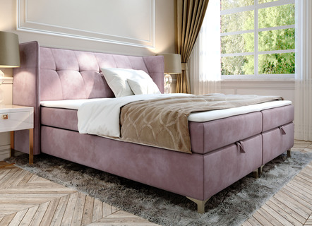 Boxspringbett mit Bettkasten und Topper