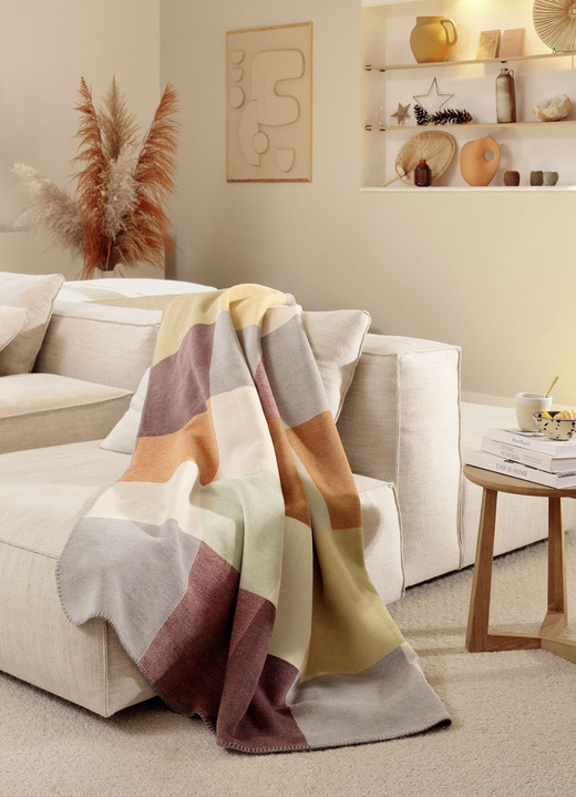 - Wohndecke mit Karo und Häkelsaum, in Farbe MULTICOLOR Ansicht 1