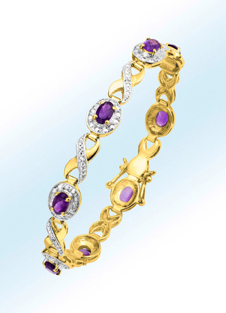 Armband in Bicolor, mit echt Amethyst und echt Weißtopas