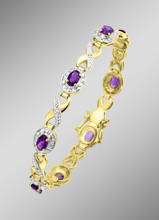 - Armband in Bicolor, mit echt Amethyst und echt Weißtopas, in Farbe  Ansicht 1