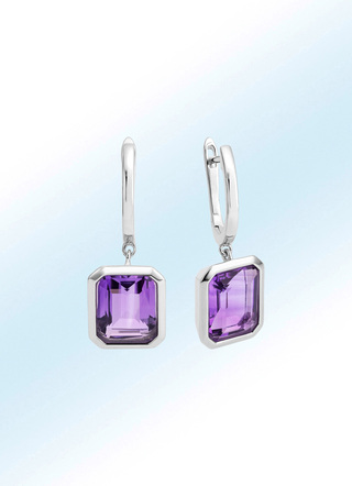 Moderne Ohrringe mit echt Amethyst