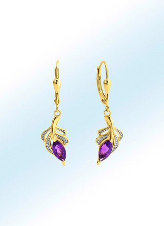 Edle Ohrringe mit Amethyst und 4 Diamanten