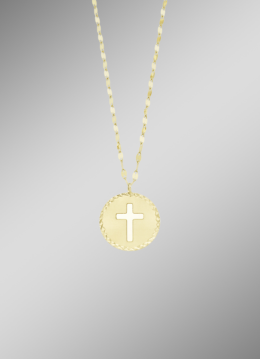 - Diamantierte Plättchenkette mit Kreuz, in Farbe  Ansicht 1