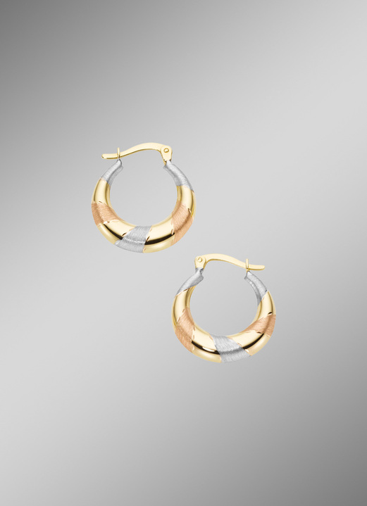 - Bezaubernde Creolen in Gold 585/- fein, in Farbe  Ansicht 1