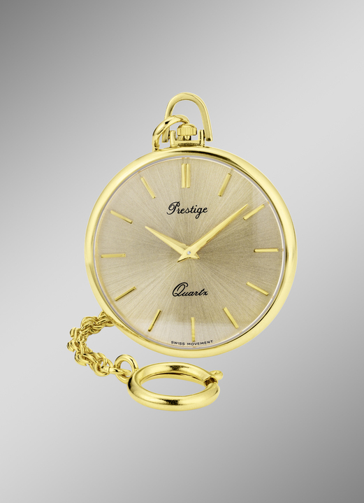 - Edle Prestige-Quartz-Taschenuhr mit Gehäuse aus Gold 585/- fein, in Farbe  Ansicht 1