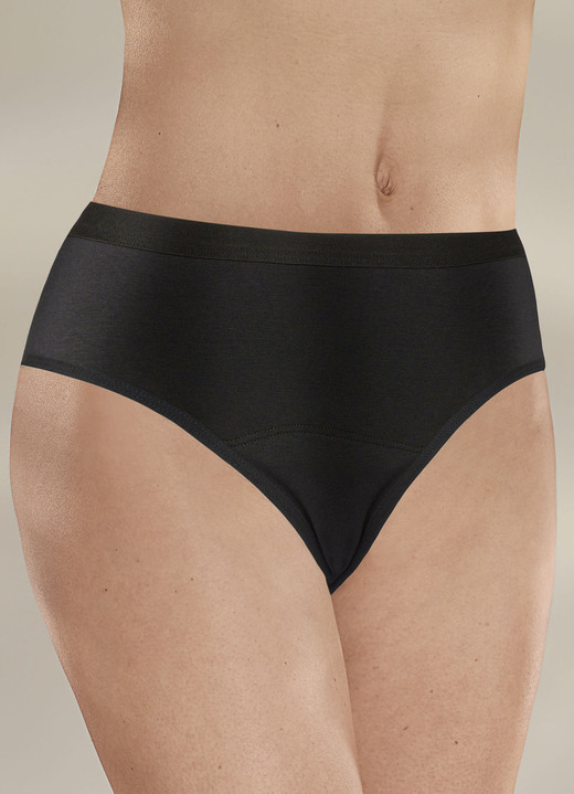 - Damen Inkontinenz Taillen-Slip von Con-ta, in Größe 036 bis 046, in Farbe SCHWARZ, in Ausführung 1 Lage Frottee, einzeln