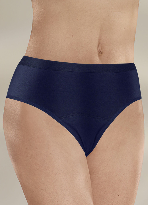 - Damen Inkontinenz Taillen-Slip von Con-ta, in Größe 036 bis 046, in Farbe MARINE, in Ausführung 1 Lage Frottee, einzeln