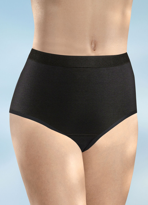 Inkontinenz - Damen Inkontinenz Taillen-Slip Midi von Con-ta, in Größe 036 bis 046, in Farbe SCHWARZ, in Ausführung 1 Lage Frottee, einzeln Ansicht 1