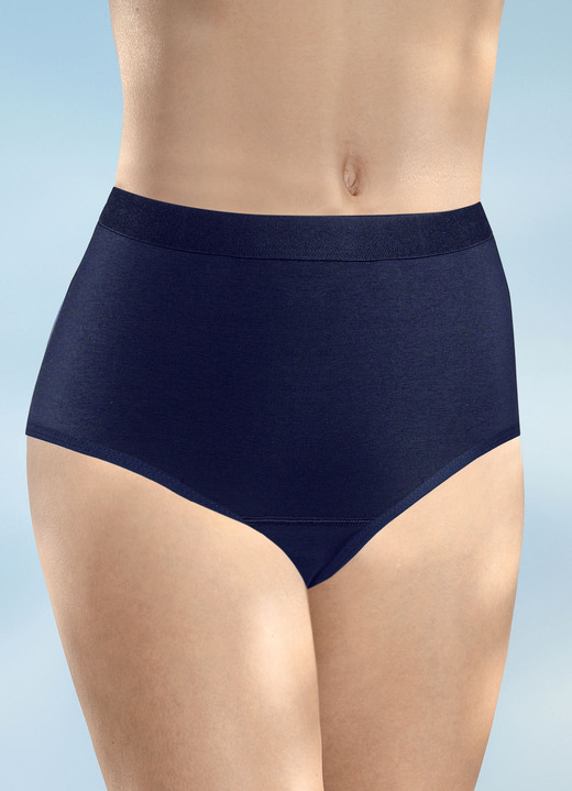 Inkontinenz - Damen Inkontinenz Taillen-Slip Midi von Con-ta, in Größe 036 bis 046, in Farbe MARINE, in Ausführung 2 Lagen Frottee, 3er-Pack