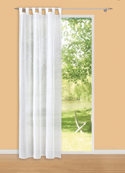 - Halbtransparente Übergardinen mit eleganten Webstreifen, in Größe 358 (H145xB135 cm) bis 456 (H245xB135 cm), in Farbe NATUR, in Ausführung mit Schlaufen