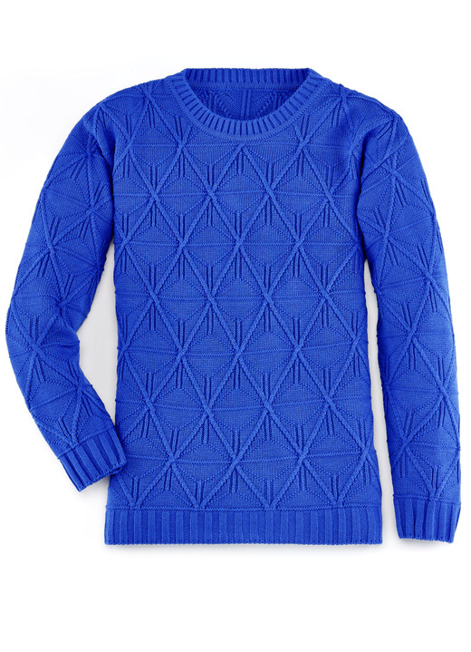 Basics - Pullover mit Rautendessin, in Größe 036 bis 052, in Farbe RAUCHBLAU Ansicht 1