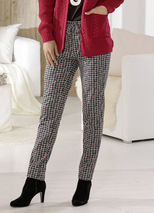Hosen - Hose im aktuellen Joggpant-Style, in Größe 018 bis 054, in Farbe GRAU-ROT Ansicht 1
