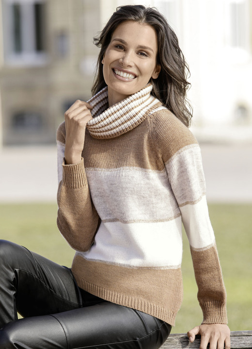 - Pullover mit feinem Glitzer, in Größe 036 bis 050, in Farbe KARAMELL-ECRU-BEIGE MELIERT