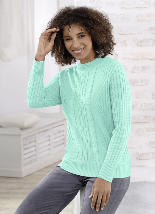 Langarm - Pullover mit Schurwolle Langarm - Pullover mit Schurwolle, in Größe 038 bis 054, in Farbe MINT