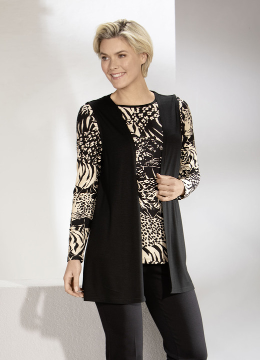Sets - 2-teiliges Set bestehend aus Shirt und Weste Sets - 2-teiliges Set bestehend aus Shirt und Weste, in Größe 038 bis 056, in Farbe SCHWARZ-BEIGE