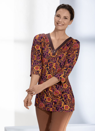 Shirt mit V-Ausschnitt mit Knopfverschluss