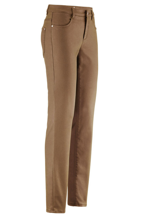 Hosen mit Knopf- und Reißverschluss - Hose in angesagter Leder-Optik, in Größe 017 bis 052, in Farbe COGNAC Ansicht 1