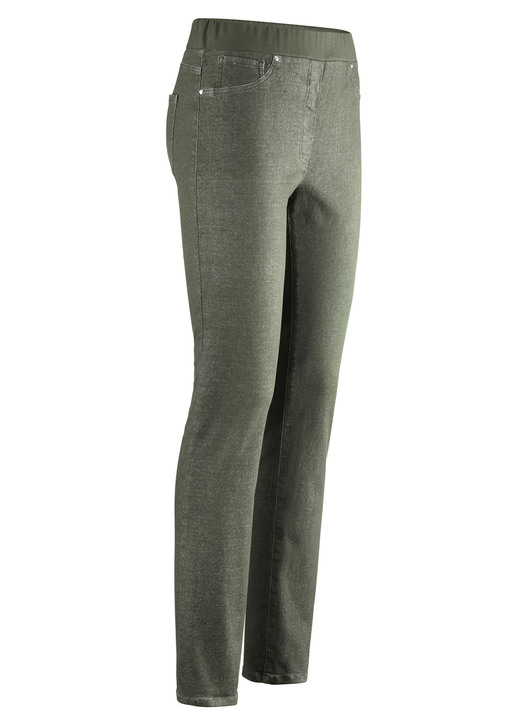 Hosen in Schlupfform - Jeans in bequemer Schlupfform, in Größe 018 bis 054, in Farbe OLIV MELIERT Ansicht 1